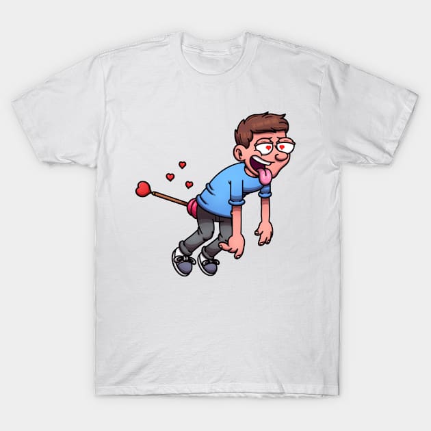 Floating Man Shot By Cupid’s Heart Arrow T-Shirt by TheMaskedTooner